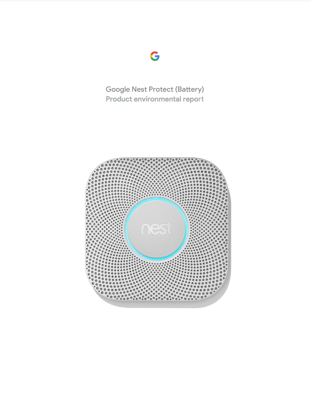 Cover image of the Google Nest Protect (Battery) Product Environmental Report