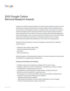 Cover image of the 2023 Google Carbon Removal Research Award