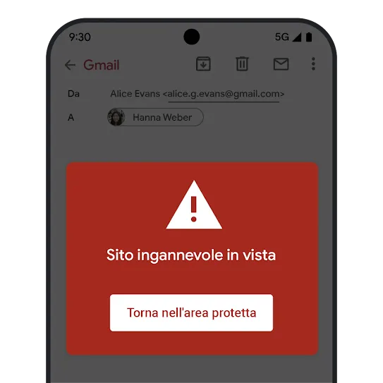 Immagine relativa a Navigazione sicura di Gmail