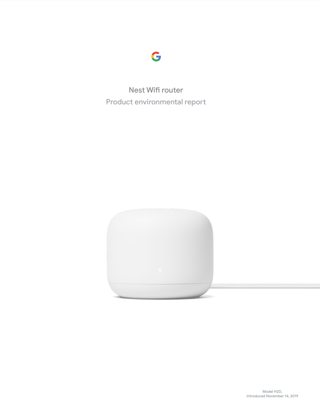 Cover image of the Nest Wifi Router Product Environmental Report