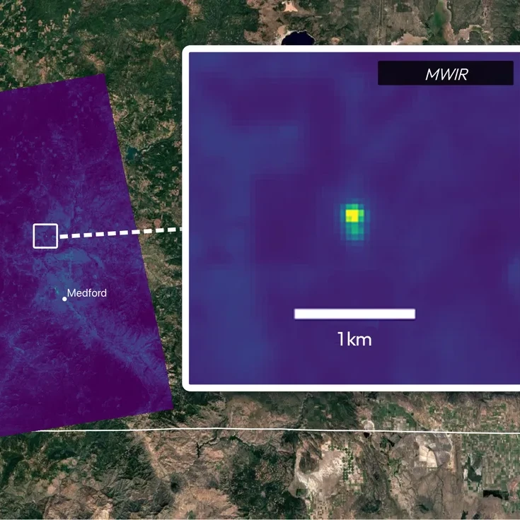 Image showing FireSat sensor detecting a fire in Medford, Oregon