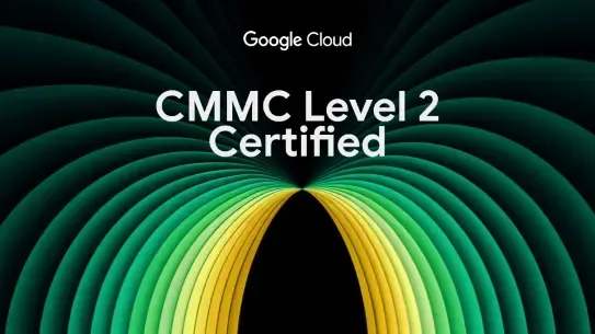 green and yellow cascading waves labeled CMMC Level 2 Certified