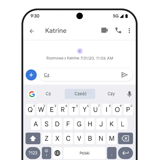 Telefon z interfejsem wiadomości.