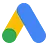 The official Google Ads logo icon featuring a stylized "A" shape formed by overlapping geometric bars in Google's signature yellow, blue, and green colors on a transparent background.