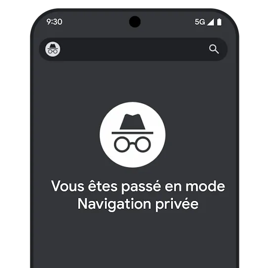 Onglet du navigateur Chrome en mode Navigation privée