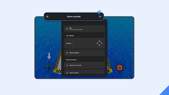 User settings to set up custom controls while playing a game on Google Play Games