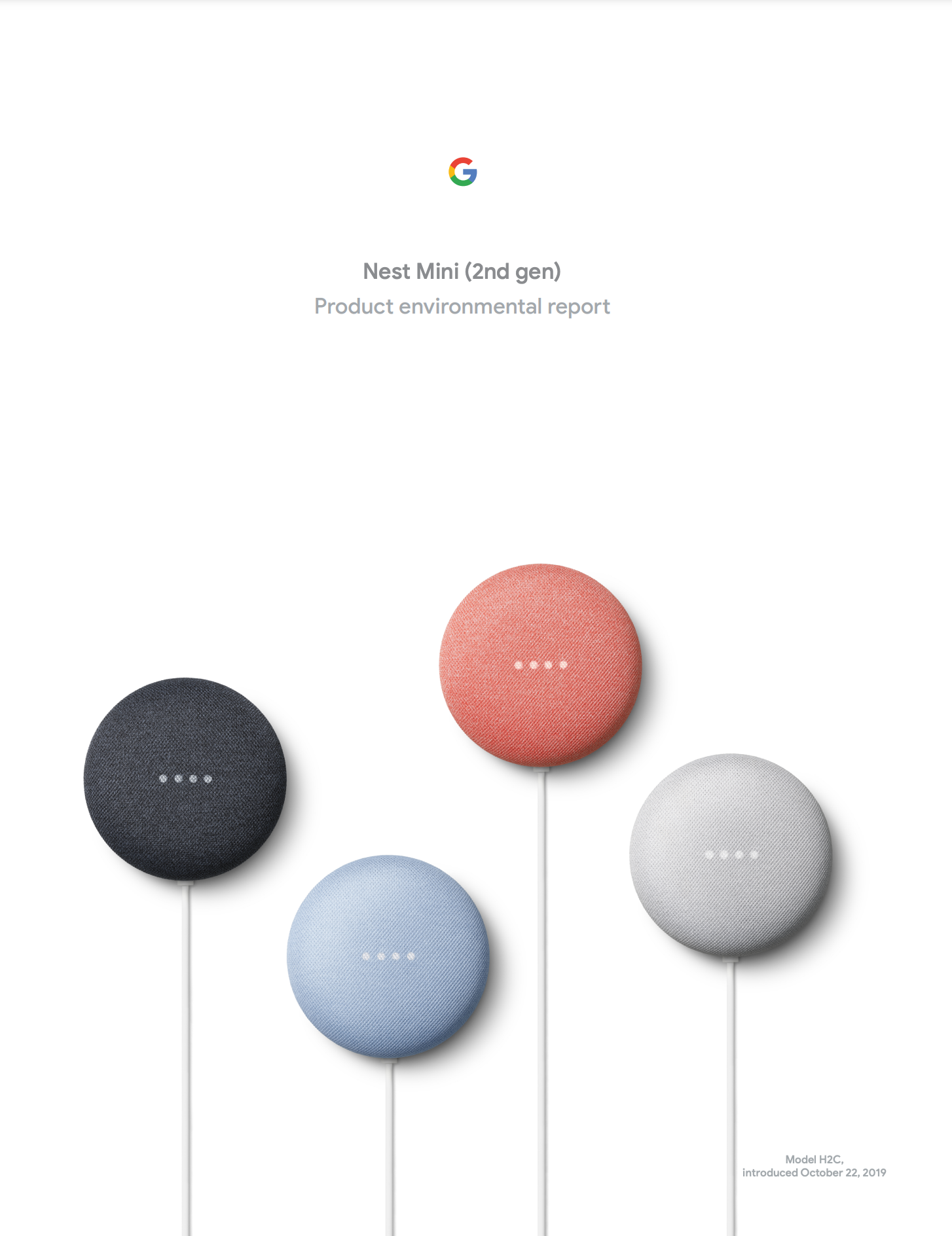 Cover image of the Nest Mini 2nd Gen Product Environmental Report
