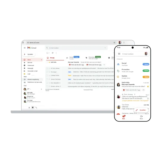 Gmail op desktops en mobiele apparaten.