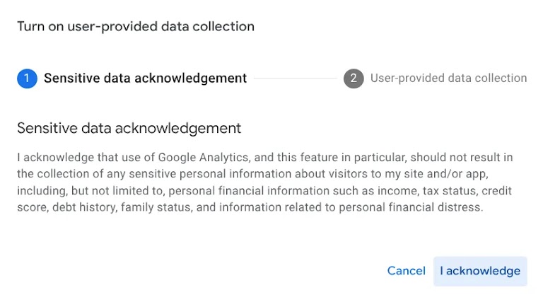 Turn on user-provided data collection