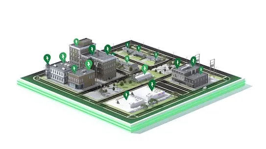 Illustration of an electrical grid in a city
