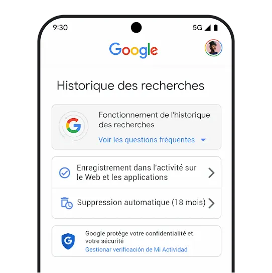 Paramètres de l'historique des recherches