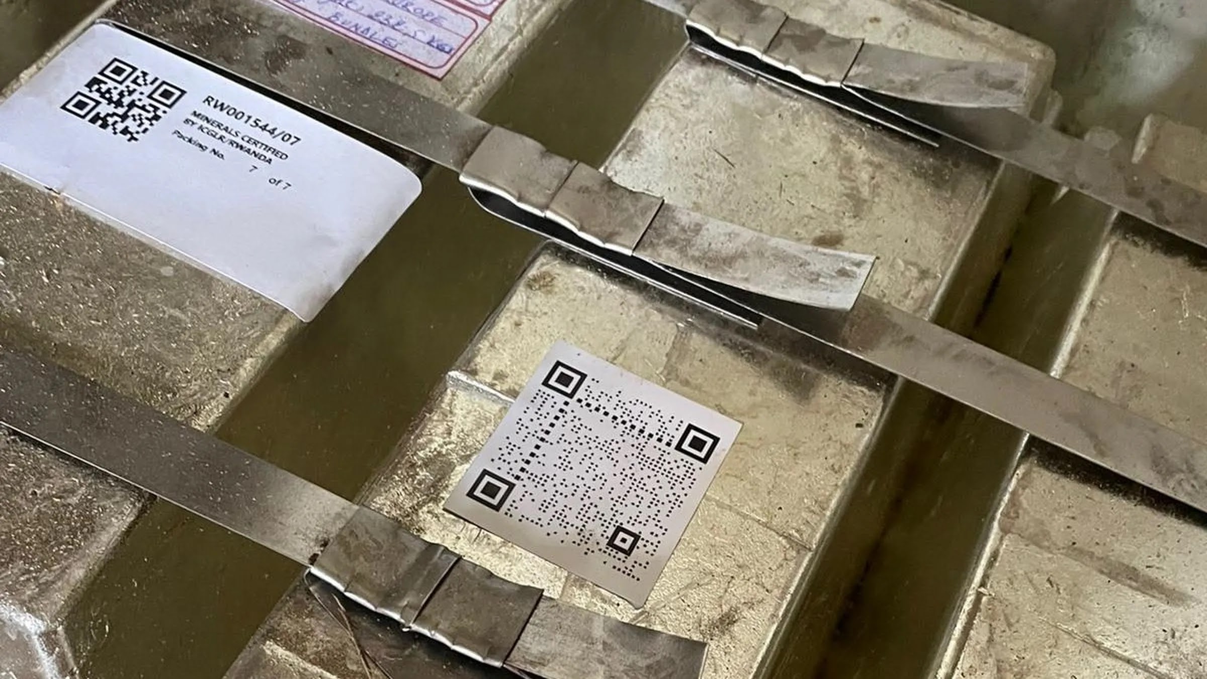 Image of a QR code on shipments from the mining site