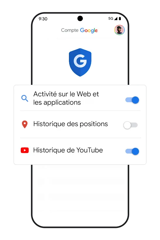 Image d'un téléphone affichant les boutons des paramètres de l'historique.