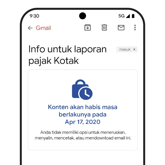 Grafik habis masa berlaku pesan Gmail
