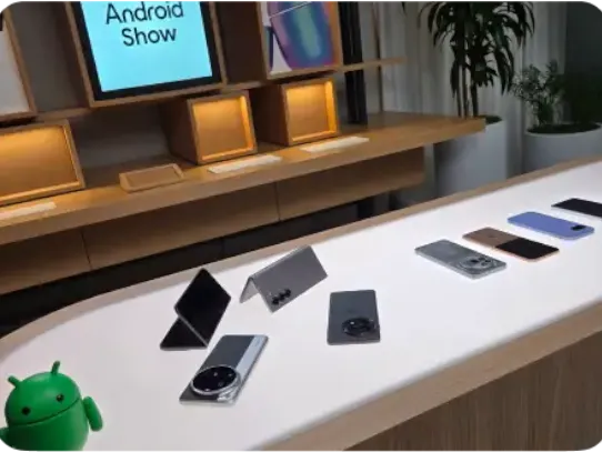 Collection of Android phones laying on a table