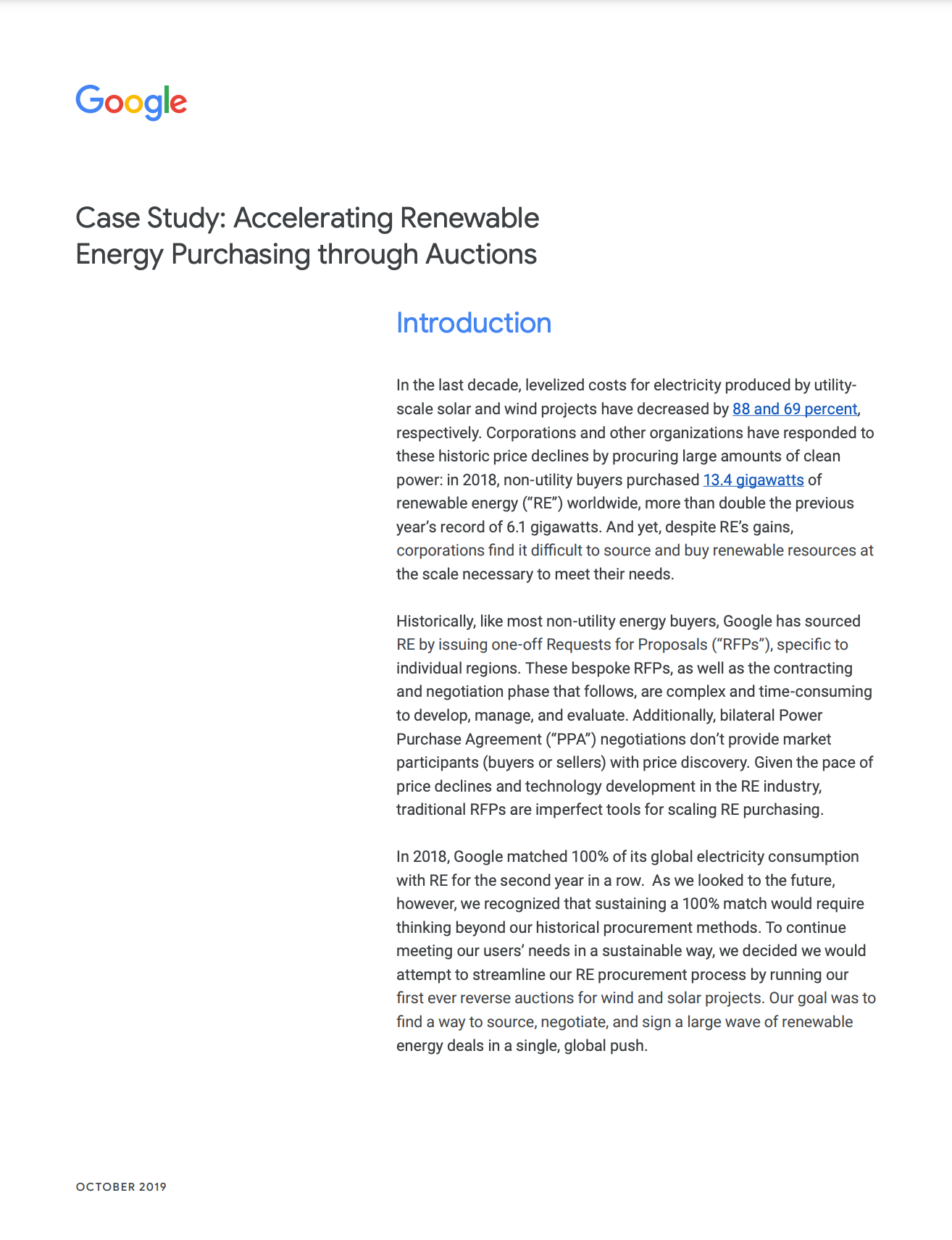 Cover image of a white paper titled: Accelerating Renewable Energy Purchasing Through Auctions