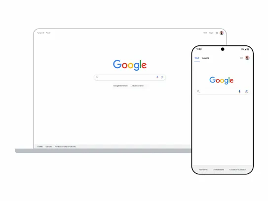 Recherche Google sur ordinateur et appareil mobile