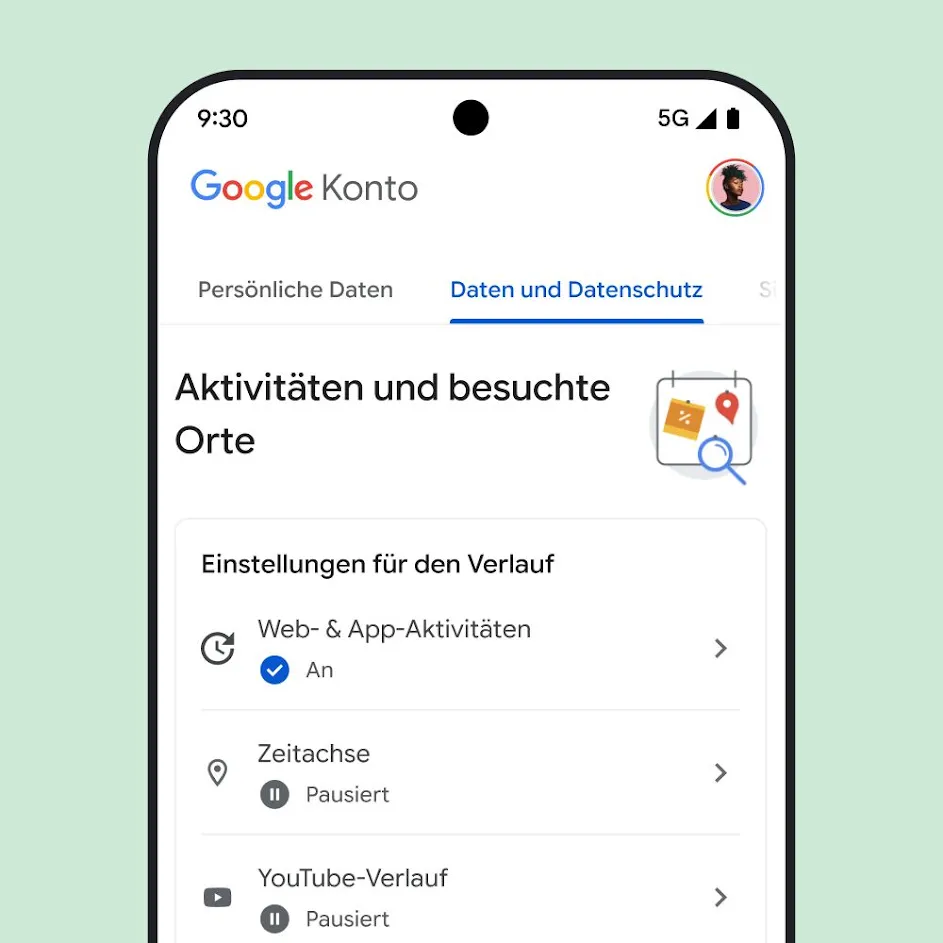 Bild der Benutzeroberfläche eines privaten Google-Kontos
