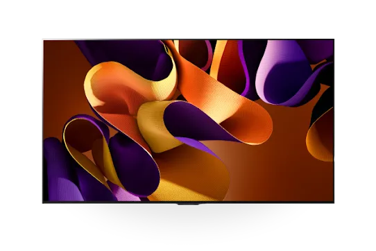 A TV with an abstract colorful image on screen.