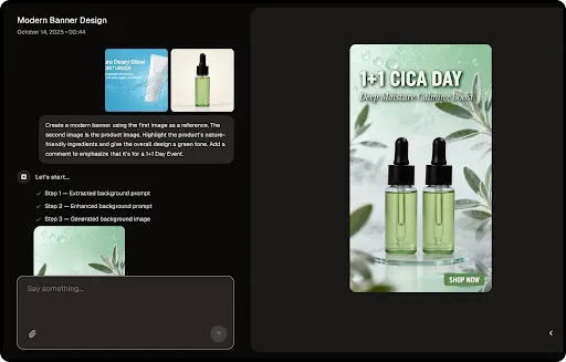 Screenshot of Smoretalk’s Ad Creative Agent dashboard featuring images of products for creative campaigns.