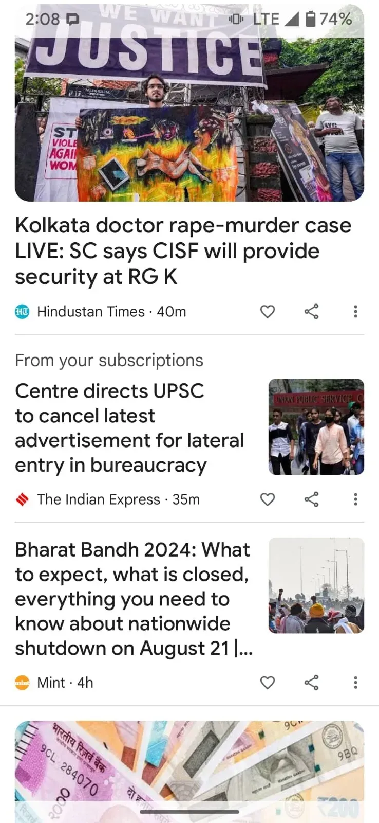 From your Subscription module in the Google Discover feed