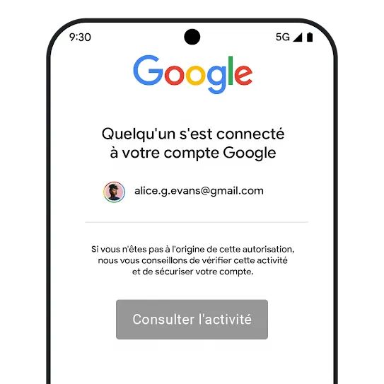 Image de la sécurité du compte Gmail