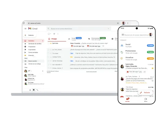 Gmail en computadoras y dispositivos móviles