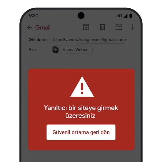 Güvenli tarama Gmail grafiği