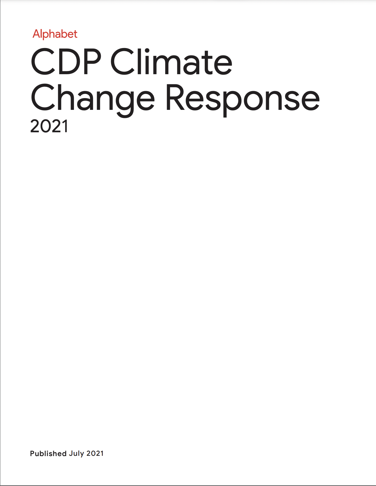 Cover image of Alphabet's 2021 CDP Climate Change Response