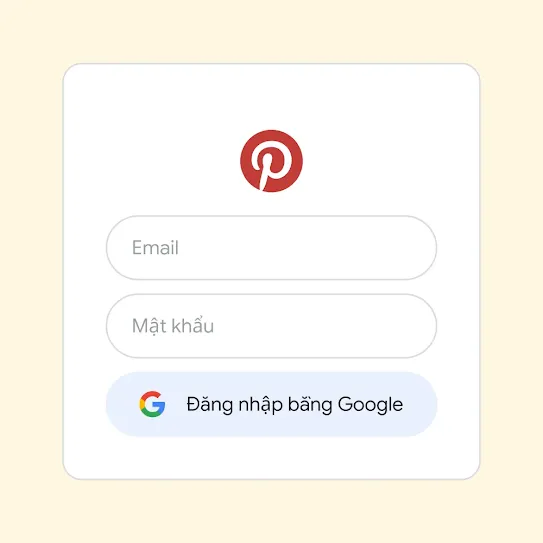 Giao diện người dùng khi sử dụng tính năng Đăng nhập bằng Google để đăng nhập vào Pinterest.