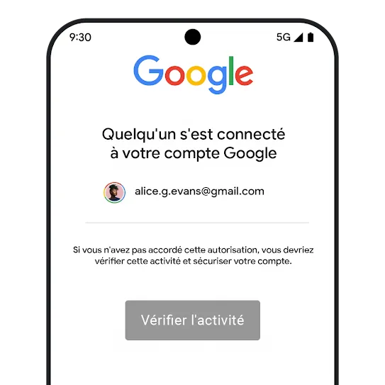 Image illustrant la sécurité du compte dans Gmail