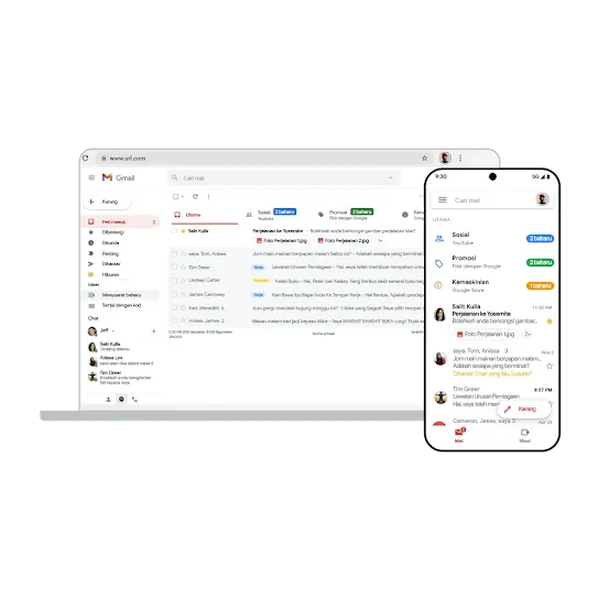 Gmail merentas desktop dan peranti mudah alih.