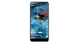 An animated GIF demonstrating Google's Circle to Search. While watching a video of a dog in a pool, the user circles the dog's blue goggles to trigger a search. The results appear instantly at the bottom of the screen, allowing the user to identify the product without leaving the video player.