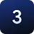 A white number three with a light gradient set inside a rounded square icon with a dark blue gradient background.