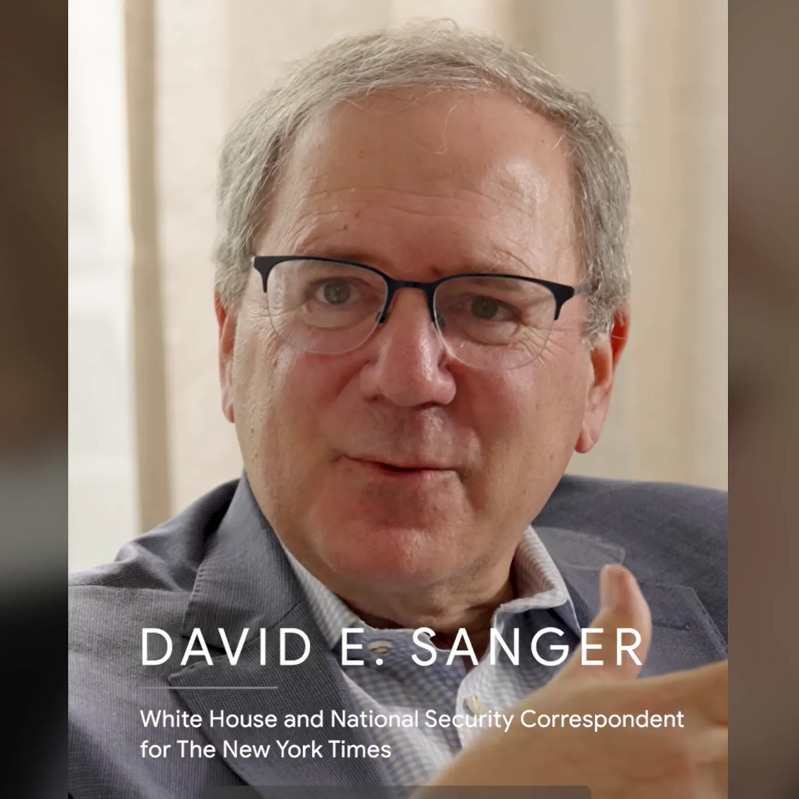 The thumbnail to a YouTube interview between NYT's David Sanger and Google's Kent Walker