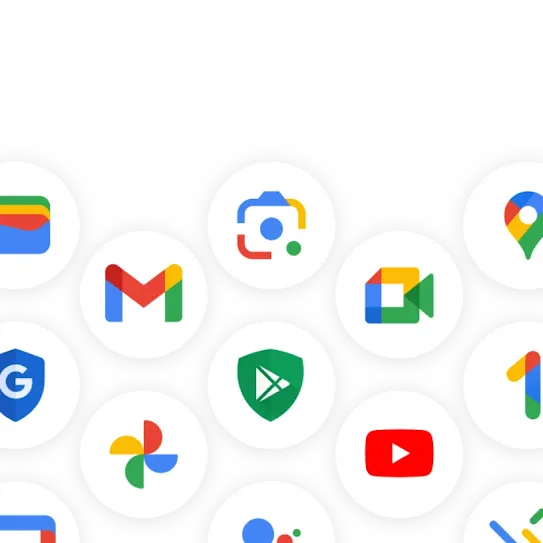 The logos of many Google apps, including Google Meet, Google Maps, Google Photos, Youtube and more.