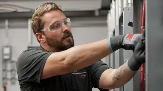 Man working on a commercial electrical project
