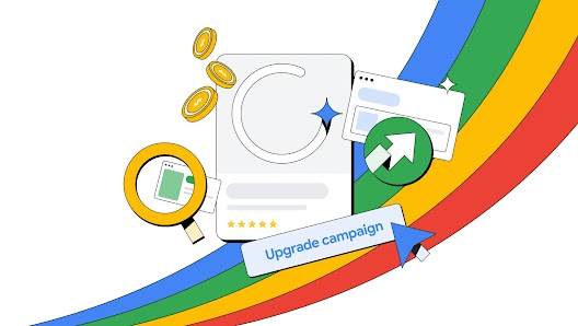 A conceptual graphic about the announcement of the upcoming upgrades from Google Ads’ legacy features into AI Max.