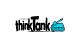 The brand logo for "directors thinkTank" set against a white background. The word "directors" is written in a small, lowercase, typewriter-style font positioned above the left side of the main text. The words "thinkTank" are written in a large, bold, black font with rough, distressed, marker-like edges. A horizontal black line extends from the bottom of the oversized capital "T" to the right, serving as the ground for a bright cyan-blue, cartoonish illustration of a military tank with thick black outlines.