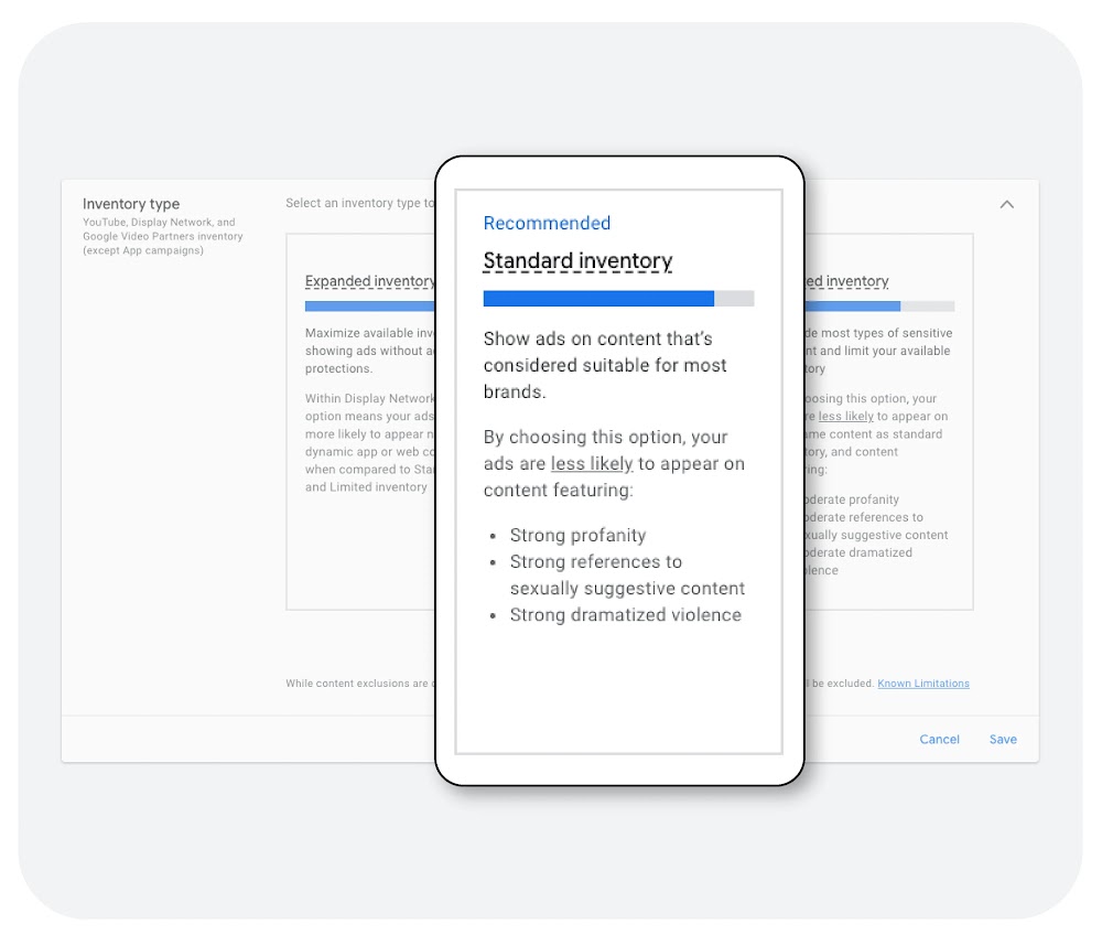 Google Ads interface showing someone opting in to brand suitability controls.