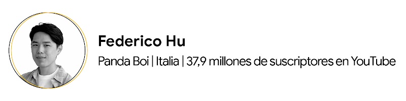 Federico Hu está detrás del canal de YouTube italiano Panda Boi, que cuenta con 37,9 millones de suscriptores en YouTube. Lleva una camiseta blanca y una camisa de color claro encima.
