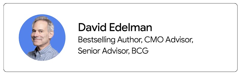 David Edleman, bestselling author, CMO advisor, and senior advisor at BCG, appears from the shoulders up. Edelman has light skin, gray hair, and wears a light-blue plaid shirt.