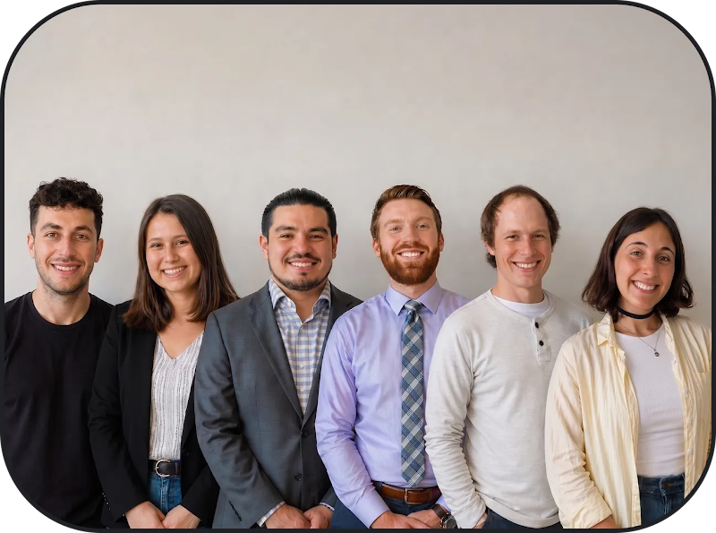 Brainlabs Digital team photo including: Zach Epstein, Maddie Marland, Andres Pineda, William Larcom, Ryan Opal, Camila Aduna.