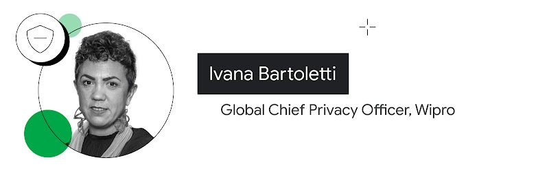 Retrato dos ombros para cima de Ivana Bartoletti, Chefe Global de Privacidade na Wipro. Mulher de cabelo curto encaracolado, e brincos grandes. Usa uma echarpe.