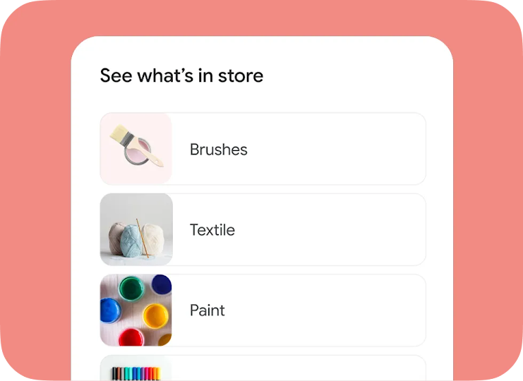 A craft store’s inventory is listed with images.