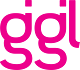 A solid magenta or bright pink color text 'ggl', which stands for gigil.
