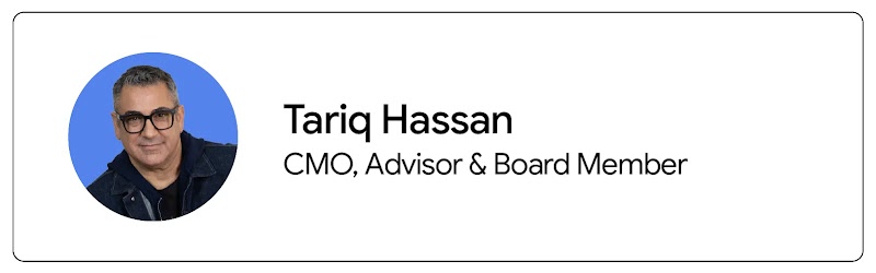 Tariq Hassan, advisor and board member, appears from the shoulders up. Hassan has dark hair, medium skin, and wears a black jacket over a black T-shirt.