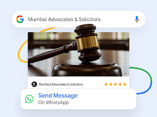 An example of a law firm ad on Google Search with a button to send a message on WhatsApp