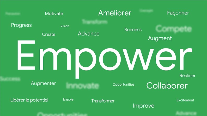 Un nuage de mots, avec "autonomisation" en grande police, et en plus petite police, des mots tels que : collaborer, potentiel, améliorer, progresser, façonner et renforcer.