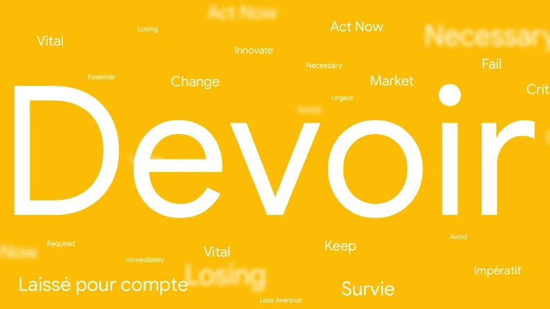 Nuage de mots avec le mot "indispensable" en grande police, et en plus petite police, des mots tels que : laissé pour compte, survie, pas le choix, nécessaire, agir maintenant, changement, impératif et vital.